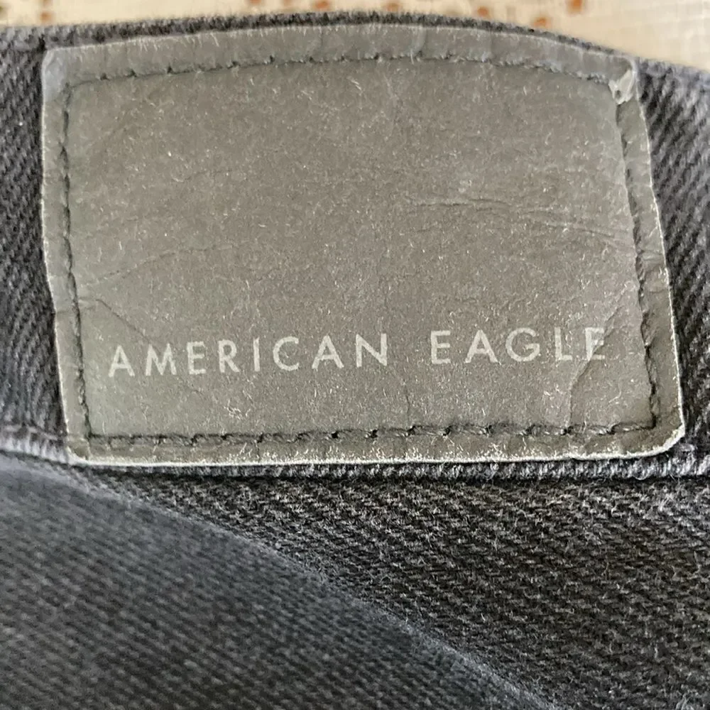 American Eagle Outfitters Distressed Mom Straight Jeans Wash Black Size 0